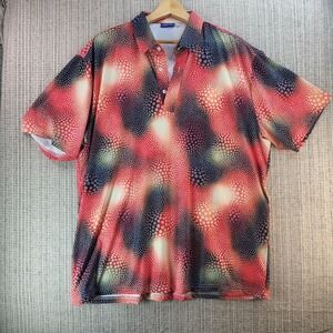 Hreski Polo Shirt Mens XL Multicolor Polka‎ Dot Golf Performance Casual Collared
